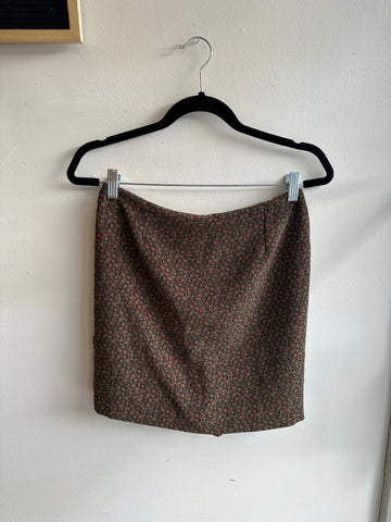 Vintage 90s Green Red Dainty Floral Mini Skirt