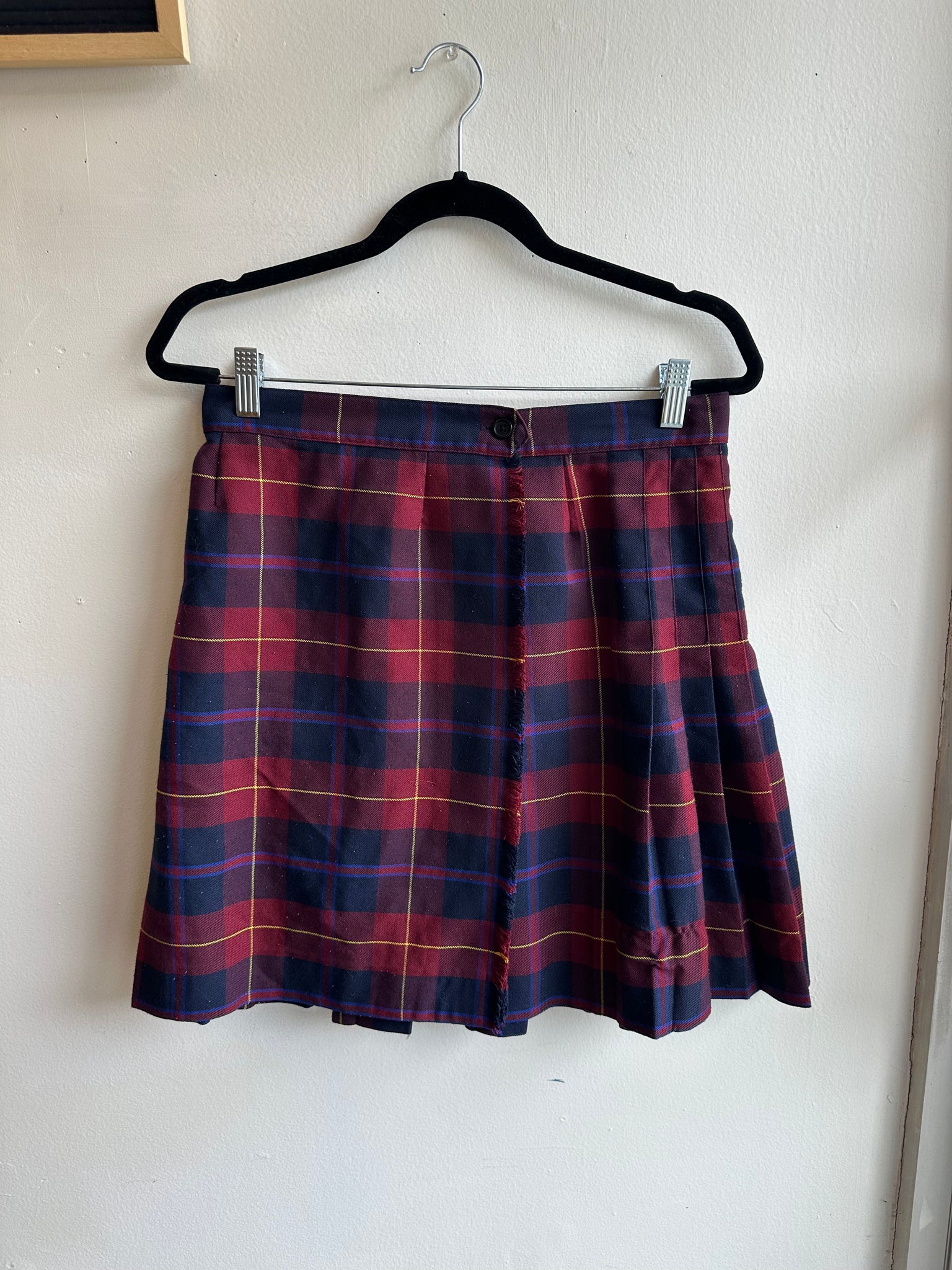 Vintage 80s Navy Red McCarthy Plaid Mini Skirt