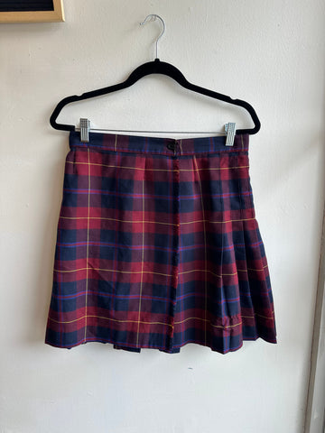 Vintage 80s Navy Red McCarthy Plaid Mini Skirt