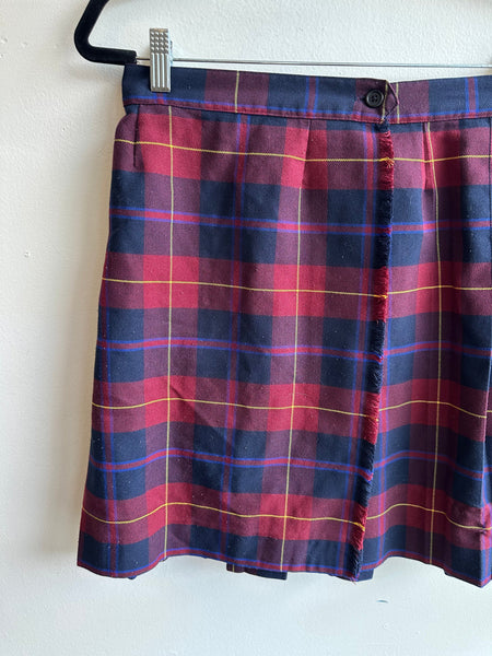 Vintage 80s Navy Red McCarthy Plaid Mini Skirt