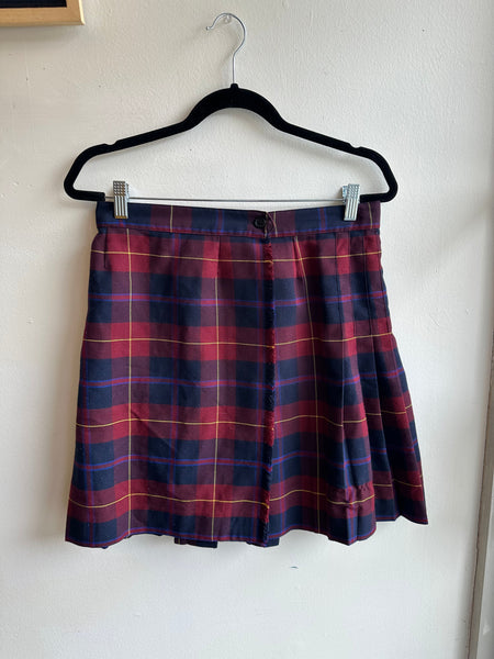 Vintage 80s Navy Red McCarthy Plaid Mini Skirt