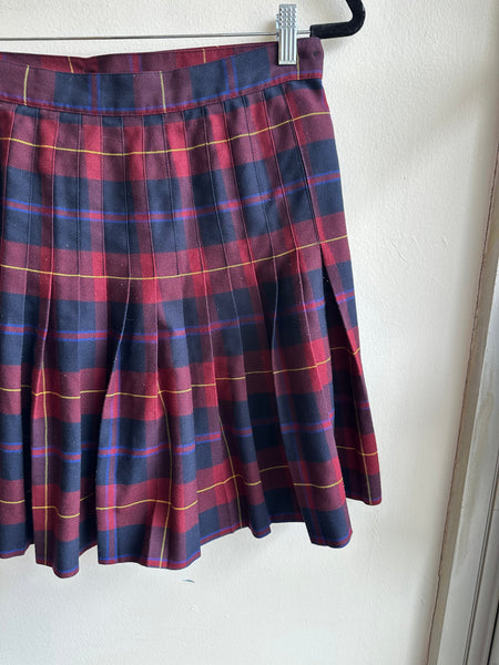 Vintage 80s Navy Red McCarthy Plaid Mini Skirt
