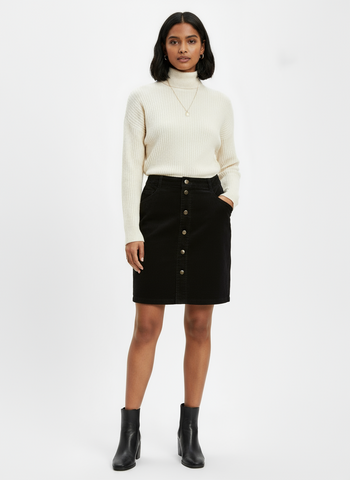Vintage Woolrich Black Corduroy Button Up Above the Knee Skirt