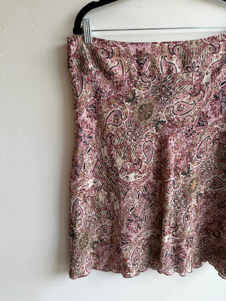Vintage Y2K Light Sheer Pink Paisley Patterned Skirt