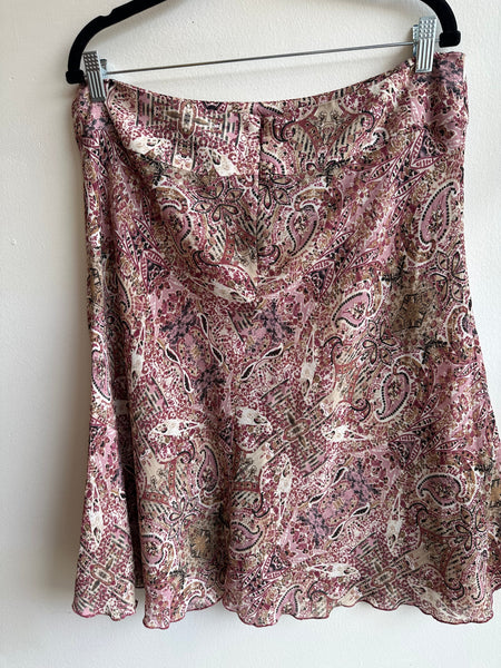 Vintage Y2K Light Sheer Pink Paisley Patterned Skirt