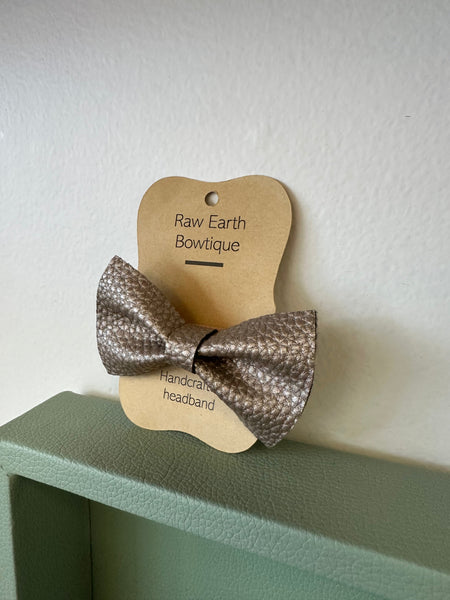 Raw Earth Taupe Baby Bow Headband