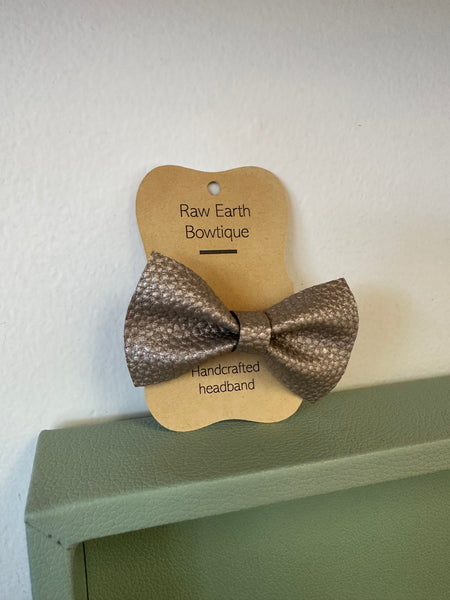 Raw Earth Taupe Baby Bow Headband