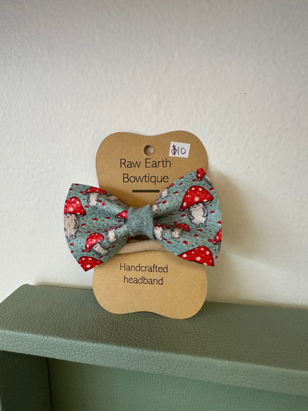 Raw Earth Mushroom Dude Baby Bow Headband