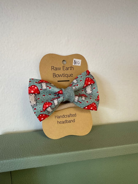 Raw Earth Mushroom Dude Baby Bow Headband