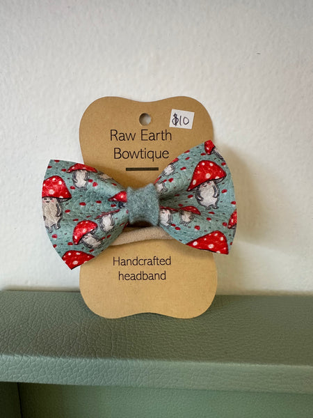 Raw Earth Mushroom Dude Baby Bow Headband