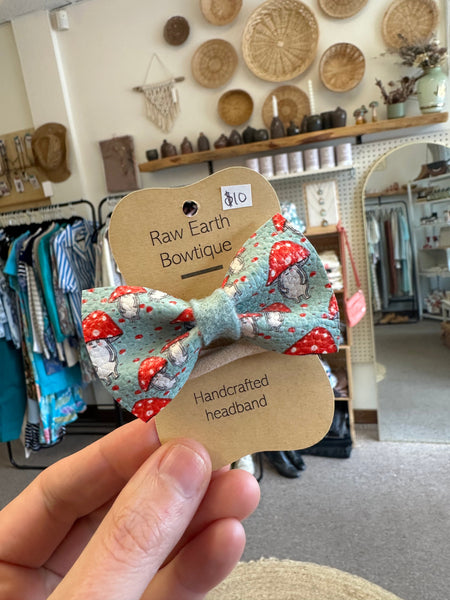 Raw Earth Mushroom Dude Baby Bow Headband