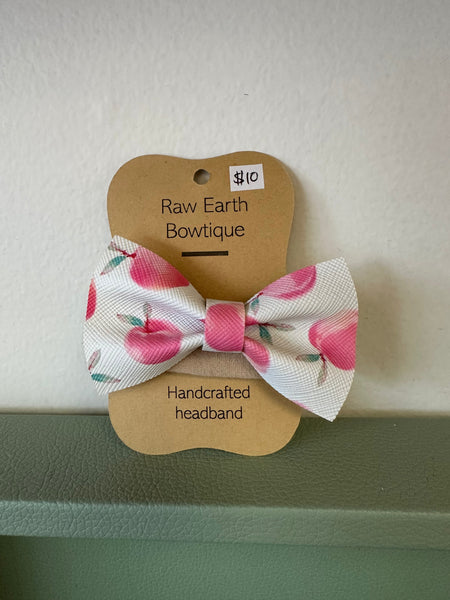 Raw Earth Apple Baby Bow Headband