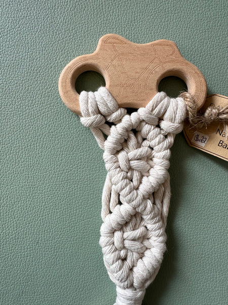 Raw Earth Wooden Bicycle Macrame Baby Teether