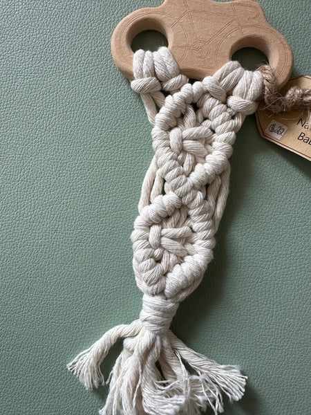 Raw Earth Wooden Bicycle Macrame Baby Teether