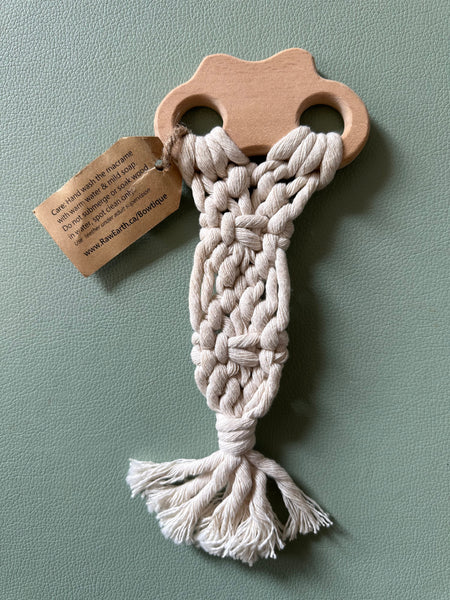 Raw Earth Wooden Bicycle Macrame Baby Teether