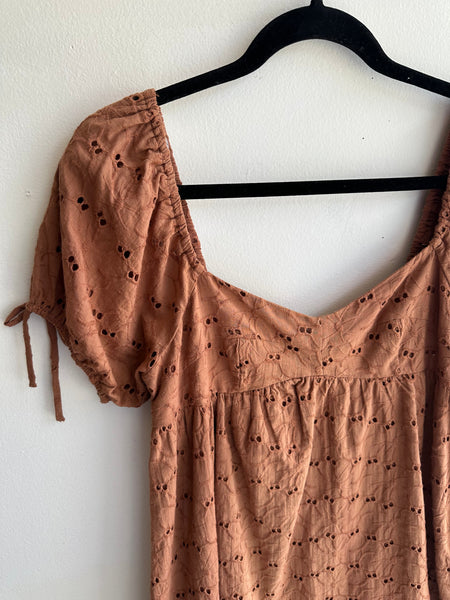 Rustic Charm Puff Sleeve Dress | Size Small