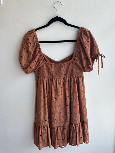 Rustic Charm Puff Sleeve Dress | Size Small