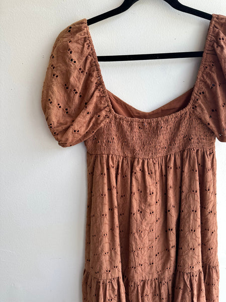Rustic Charm Puff Sleeve Dress | Size Small
