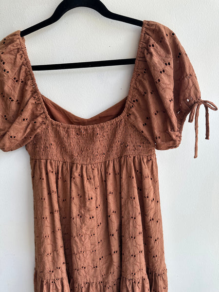 Rustic Charm Puff Sleeve Dress | Size Small