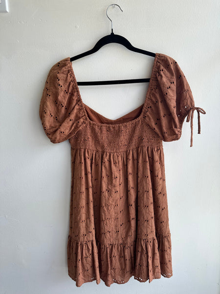 Rustic Charm Puff Sleeve Dress | Size Small