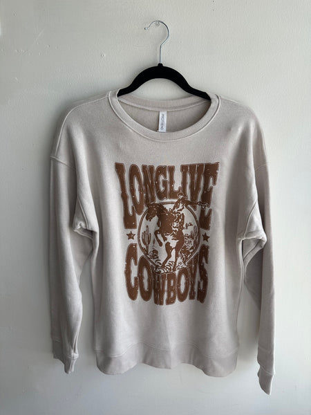 Long Live Cowboys Graphic Sweatshirt: HEATHER DUSTY