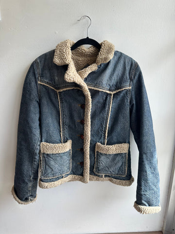 Vintage Sherpa Lined Denim Jacket | Size M