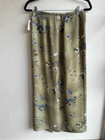 Vintage 90s Green Floral Maxi Skirt | Made in Canada | Size 10
