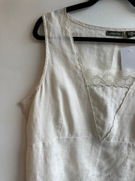 Eddie Bauer Cream Linen Lace Tank Top | Size XXL