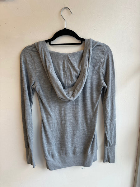 Moonrise Hand Stamped Grey Hooded Long Sleeve | Size small