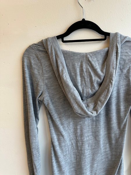 Moonrise Hand Stamped Grey Hooded Long Sleeve | Size small