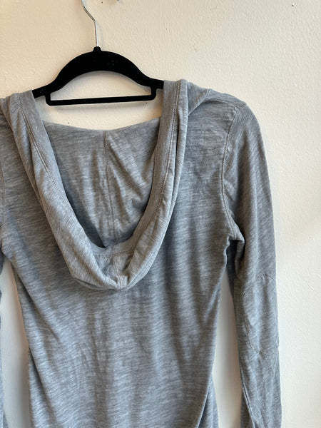 Moonrise Hand Stamped Grey Hooded Long Sleeve | Size small