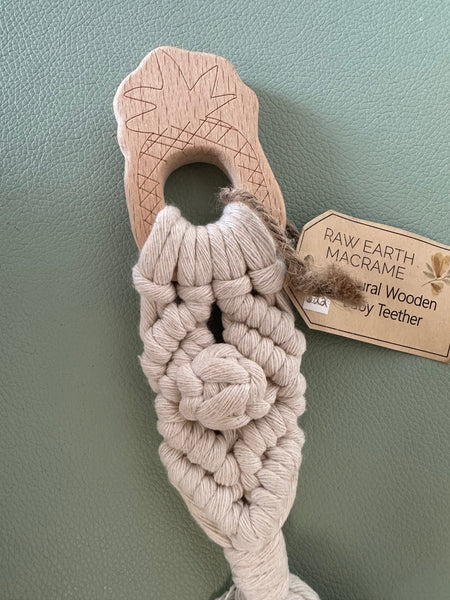 Raw Earth Pineapple Wooden Macrame Teether