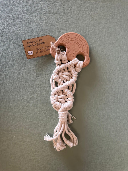 Raw Earth Handmade Rainbow Wooden Macrame Teether