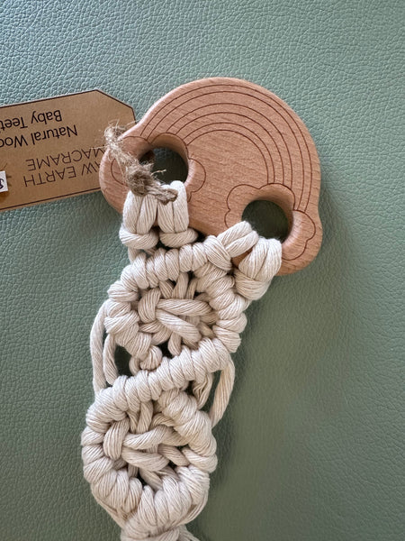 Raw Earth Handmade Rainbow Wooden Macrame Teether