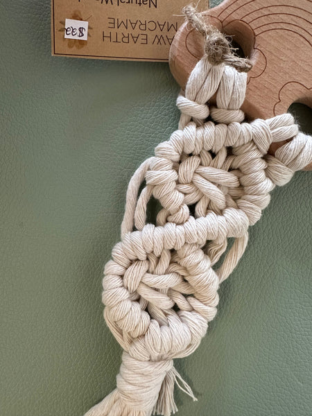 Raw Earth Handmade Rainbow Wooden Macrame Teether