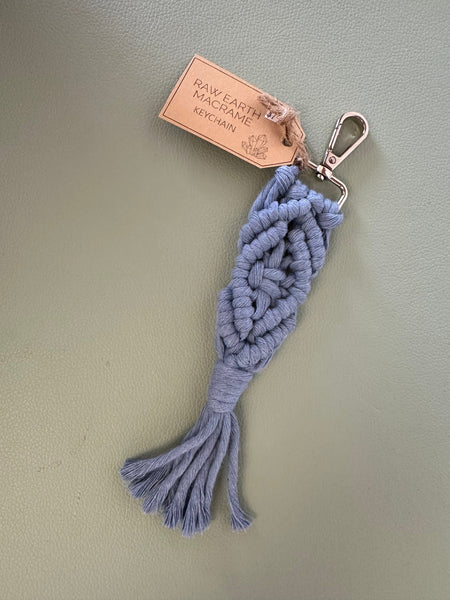 Raw Earth Macrame Blue Key Chain