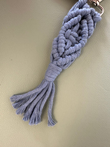 Raw Earth Macrame Blue Key Chain