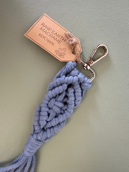 Raw Earth Macrame Blue Key Chain