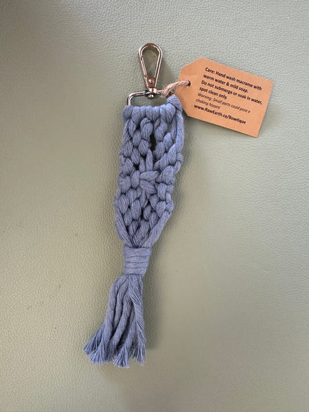Raw Earth Macrame Blue Key Chain