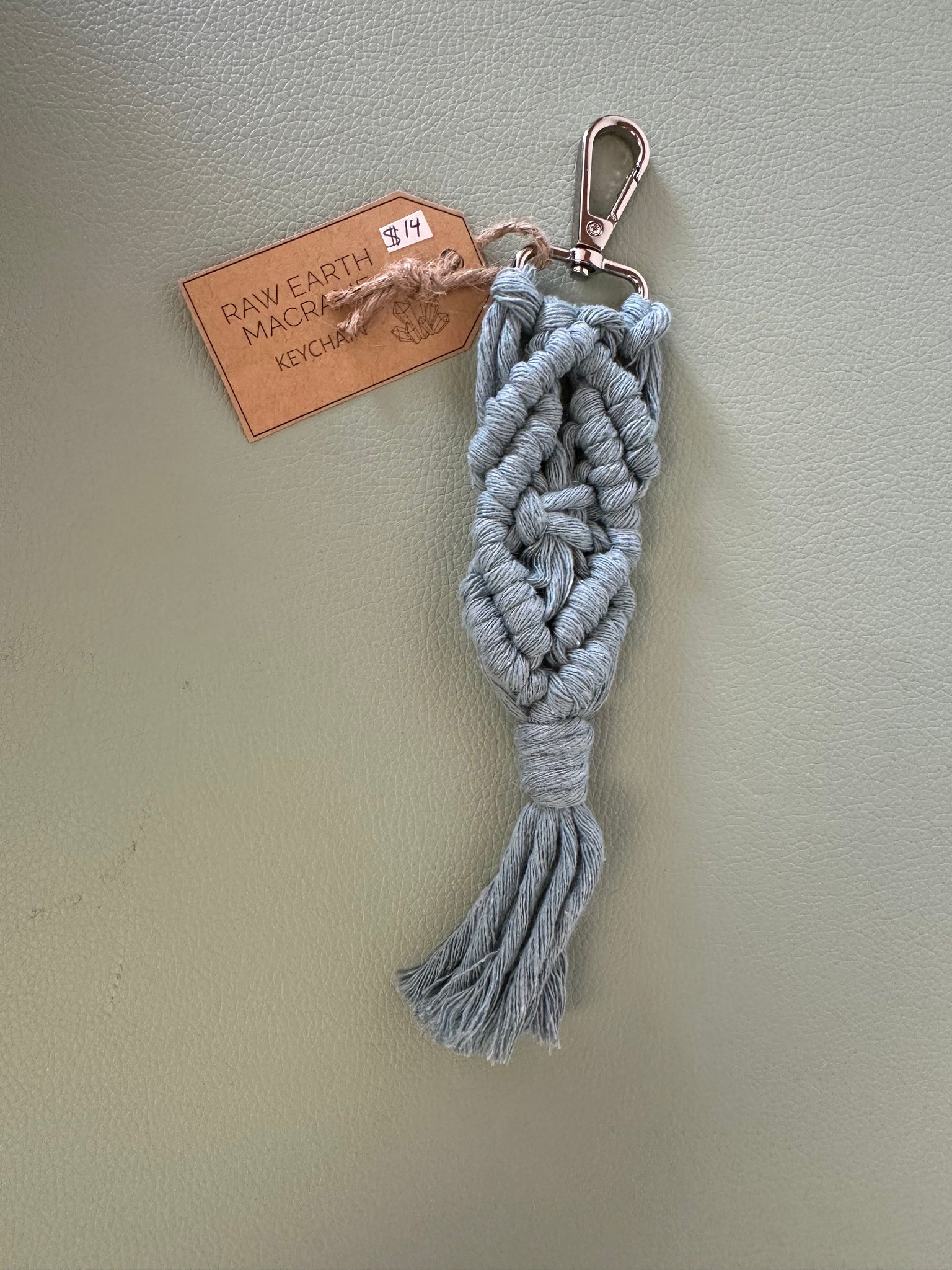 Raw Earth Macrame Teal Key Chain
