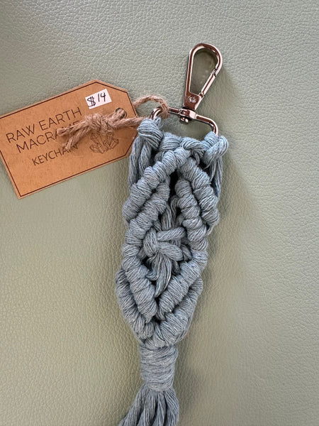 Raw Earth Macrame Teal Key Chain