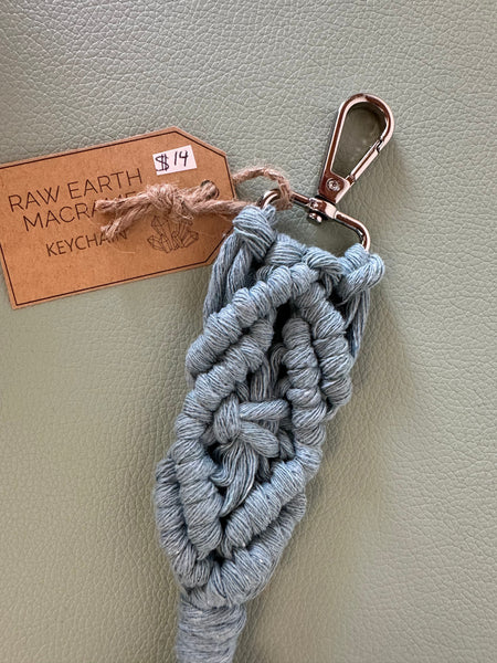 Raw Earth Macrame Teal Key Chain