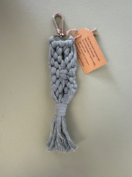 Raw Earth Macrame Teal Key Chain