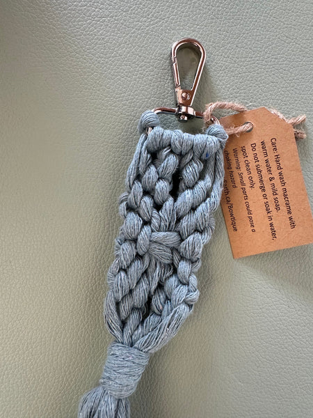 Raw Earth Macrame Teal Key Chain