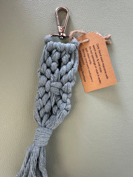 Raw Earth Macrame Teal Key Chain