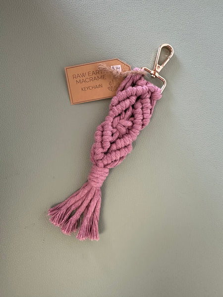 Raw Earth Macrame Pink Key Chain