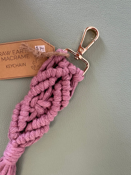 Raw Earth Macrame Pink Key Chain