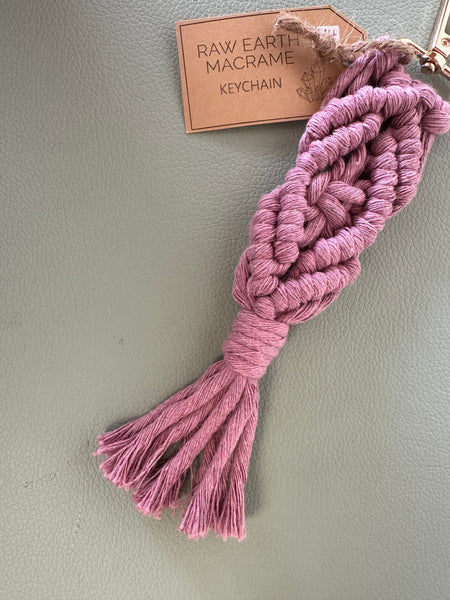 Raw Earth Macrame Pink Key Chain