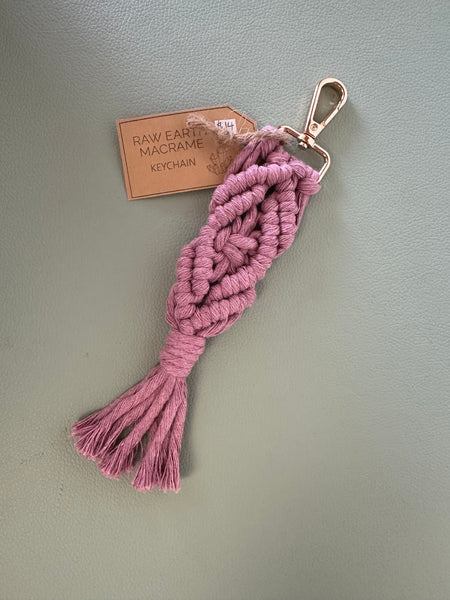 Raw Earth Macrame Pink Key Chain