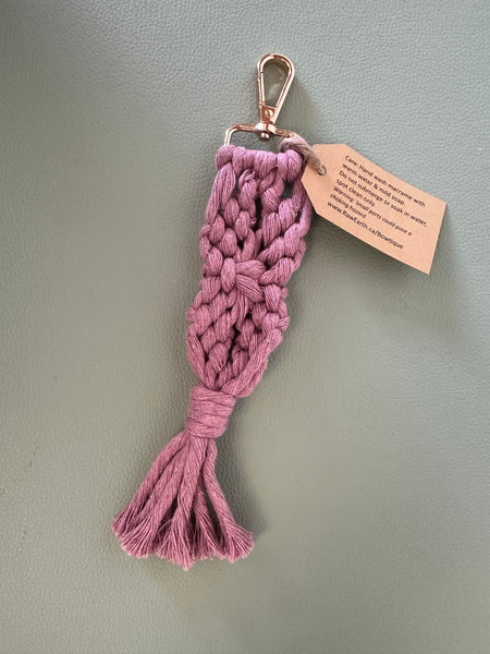 Raw Earth Macrame Pink Key Chain